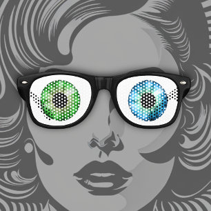One Blue Eye and One Green Eye! Retro Sunglasses