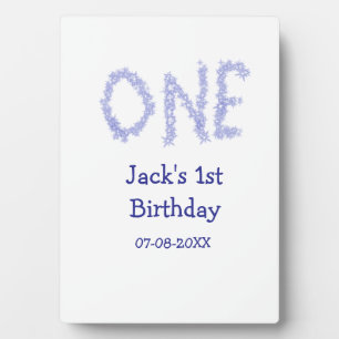 One blue glitter boy modern 1st birthday  plaque