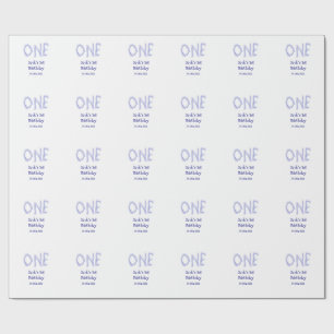 One blue glitter boy modern 1st birthday wrapping paper