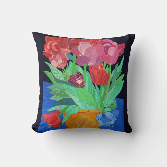 One Blue Tulip Cushion (Front)