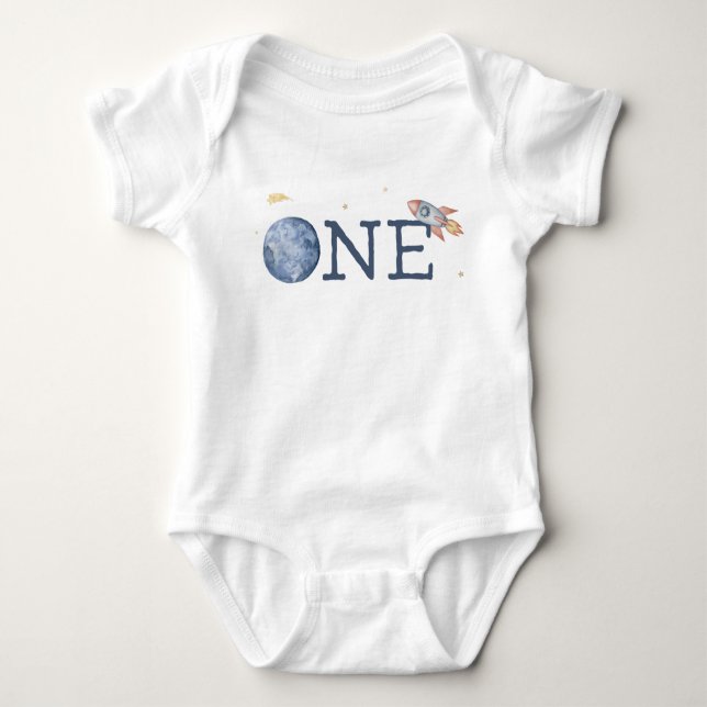 ONE Bodysuit / Space 1st Birthday Shirt  (Front)