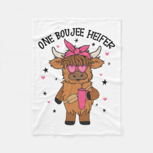 One Boojee Heifer Cow Tumbler Farm Animal Valentin Fleece Blanket