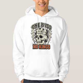 One Boss No Kings Skull with Crown Rebellious Stre Hoodie