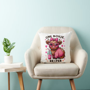 One Bouje Heifer - Cute Valentine's Day Heifer Cow Cushion