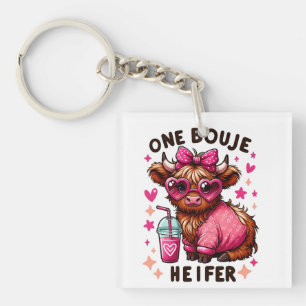 One Bouje Heifer - Cute Valentine's Day Heifer Cow Key Ring