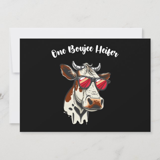 One Boujee Heifer Funny Cow Vintage Retro Invitation (Front)