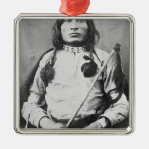 One Bull Warrior, 1882 (b/w photo) Metal Tree Decoration