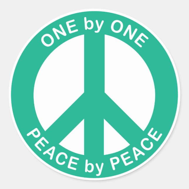 One by One Peace by Peace Round Glossy Stickers (Front)
