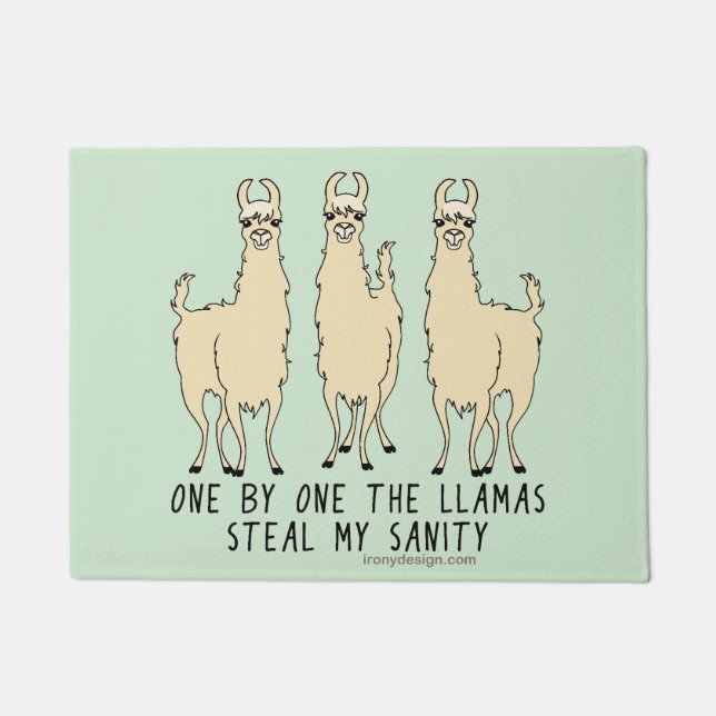 One by One the Llamas Steal my Sanity Funny Doormat (Front)