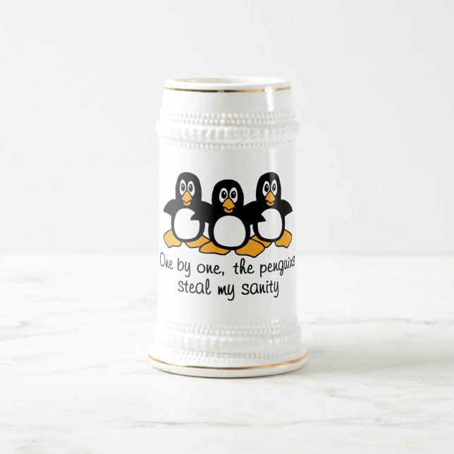 One by One The Penguins Steal My Sanity Beer Stein (Center)