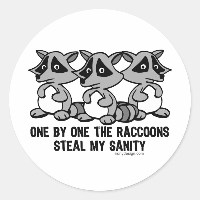 One By One The Raccoons Design Classic Round Sticker (Front)