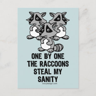 One By One The Raccoons Postcard