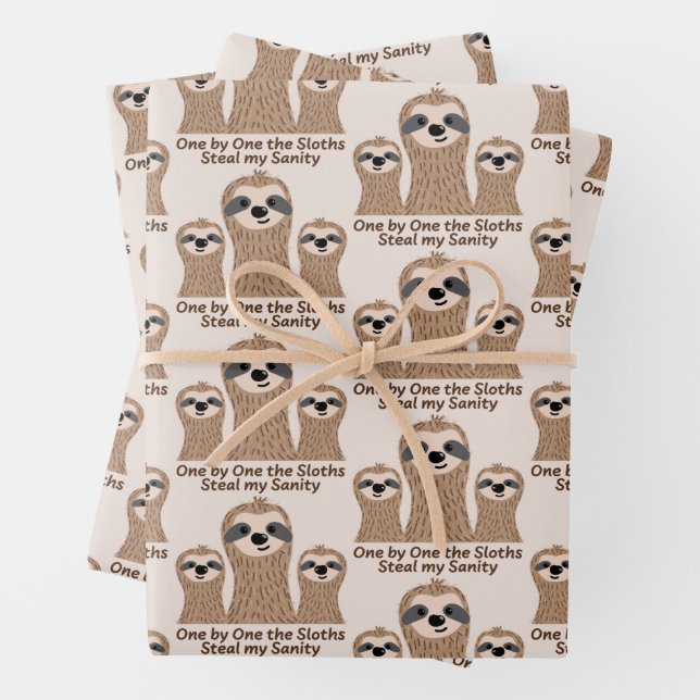 One by One the Sloths Steal my Sanity Wrapping Paper Sheet (In situ)