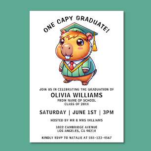 One Capy Graduate Funny Capybara Graduation Party Invitation