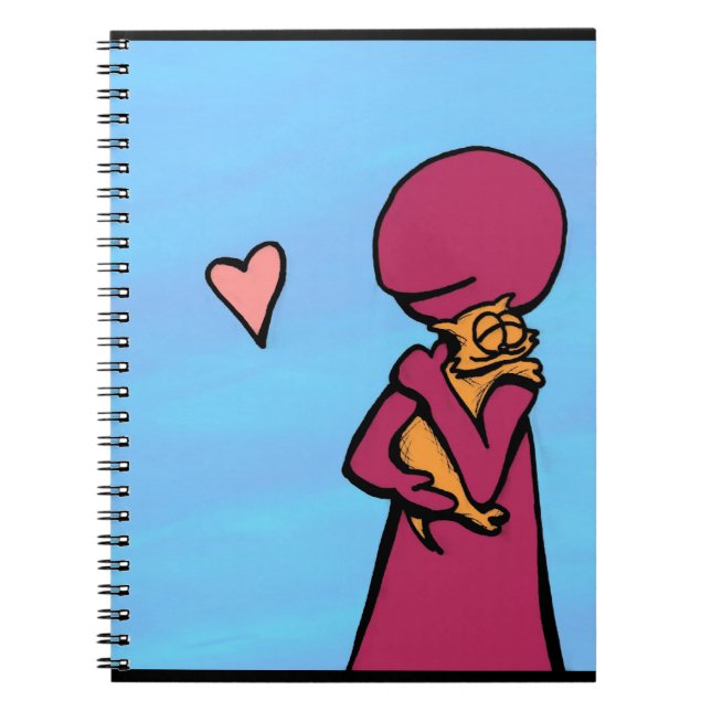 One Cat Loves Hugging Comic Spiral Notebook (Front)