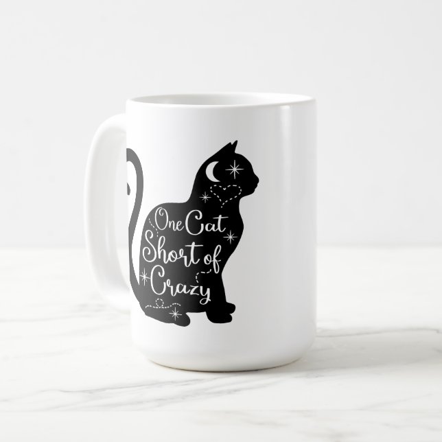 One Cat Short Of Crazy | Cat On Coffee Mug (Front Left)