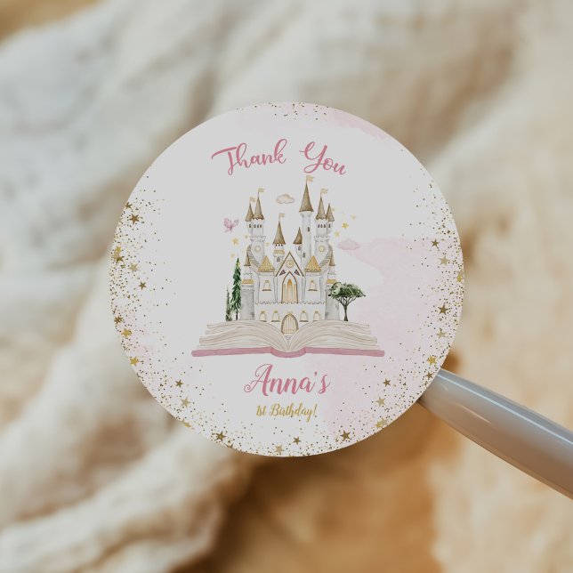 One-ce Upon A Time Princess 1st Birthday Party Classic Round Sticker (Creator Uploaded)