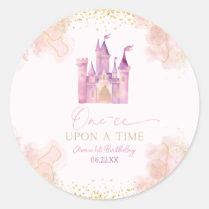 One-ce Upon A Time Princess 1st Birthday Party Classic Round Sticker