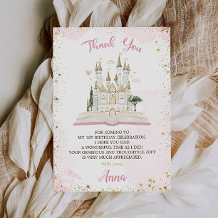 One-ce Upon A Time Princess 1st Birthday Party Thank You Card