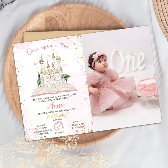 One-ce Upon A Time Princess 1st Party Photo Invita Invitation (Creator Uploaded)