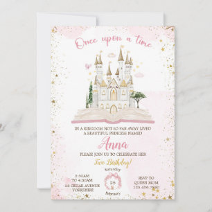 One-ce Upon A Time Princess 2nd Birthday Party Invitation