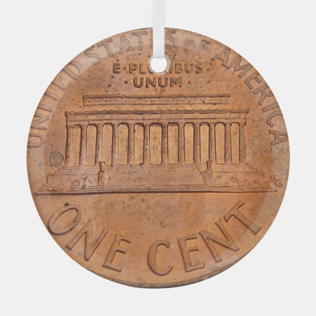 One Cent christmas Glass Tree Decoration (Front)