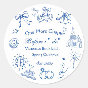 One  Chapter Before the Chapel Book Bachelorette  Classic Round Sticker