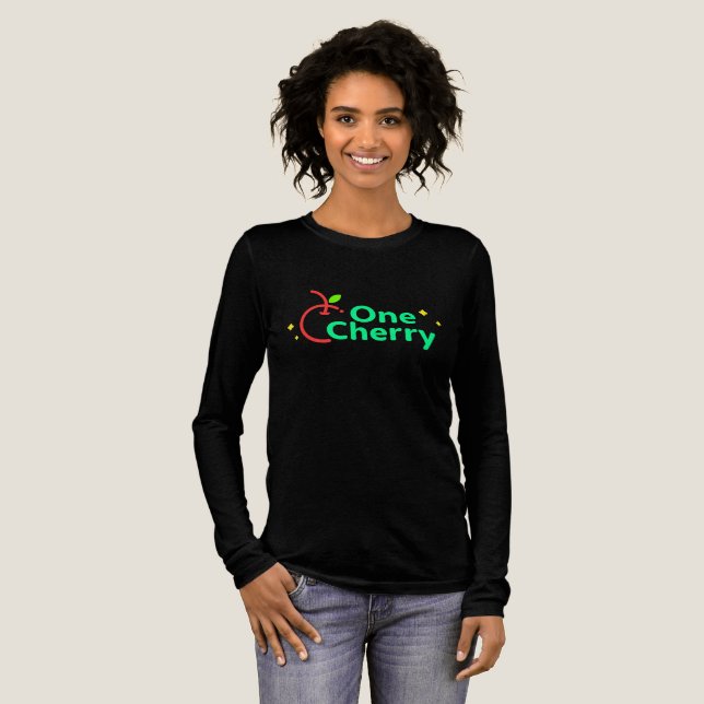 One Cherry Cute Fruit Logo – Minimal Vector Style Tri-Blend Shirt (Full Front)