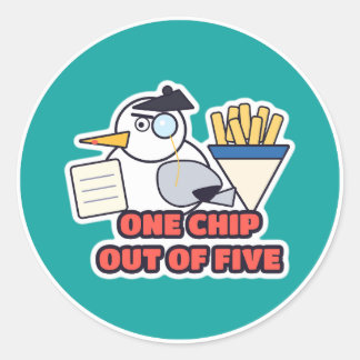 One Chip Out of Five Seagull Food Critic Classic Round Sticker