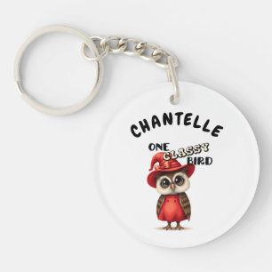 One classy bird, owl lover custom gift key ring