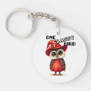 One classy bird, owl lover gift key ring