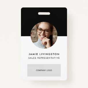 One-Colour Modern Professional Logo Photo ID Badge
