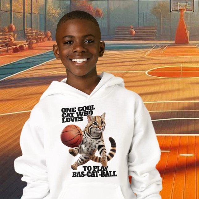 One Cool Cat Who Loves to Play Bas-cat-ball (One Cool Cat Who Loves to Play Bas-cat-Ball Hoodie Cover Photo)