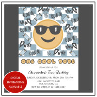 One Cool Dude Birthday Invitation Blue Grey Retro 