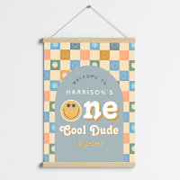 One Cool Dude Boys Retro 1st Birthday Welcome Sign