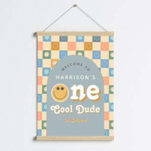 One Cool Dude Boys Retro 1st Birthday Welcome Sign