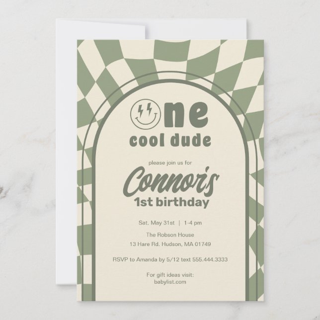 One Cool Dude: First Birthday Invite (Front)