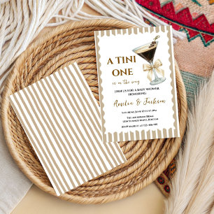 One Coquette Beige Bow “A Baby Is Brewing” Coffee  Invitation