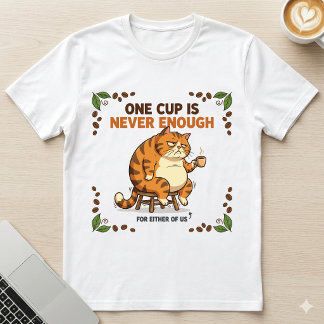One Cup Is Never Enough Chubby Grumpy Cat Coffee T-Shirt