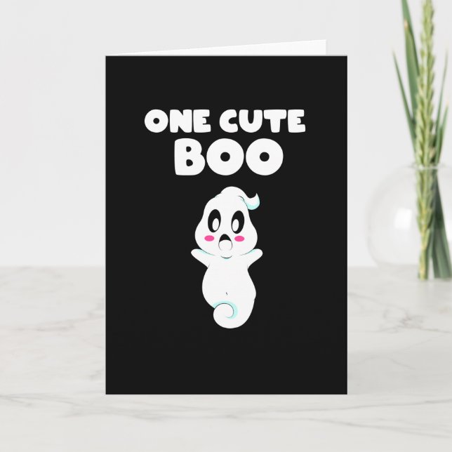 One Cute Boo Funny Halloween Kids Girls Toddler Card (Front)