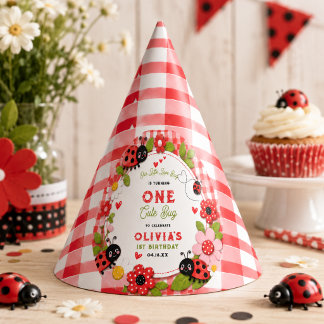 One Cute Bug Floral Ladybug 1st Birthday party Hat