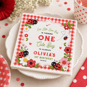 One Cute Bug Floral Ladybug 1st Birthday party Napkin