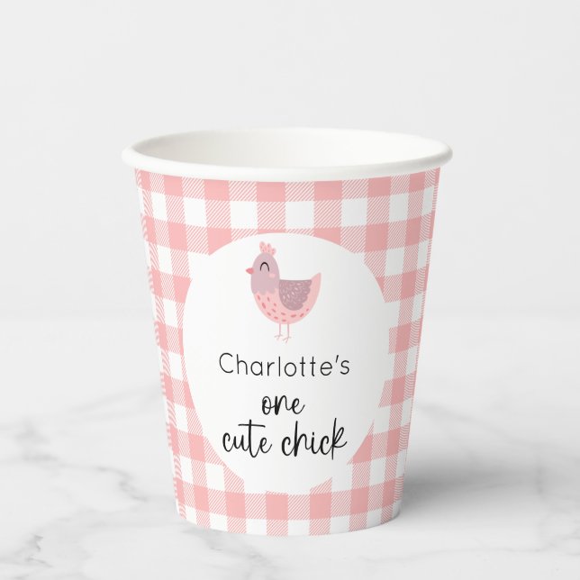 One Cute Chick 1st Birthday Paper Cups (Front)