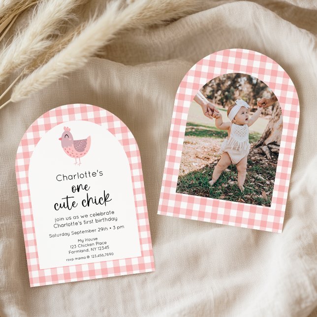 One Cute Chick 1st Birthday Photo Invitation (Creator Uploaded)