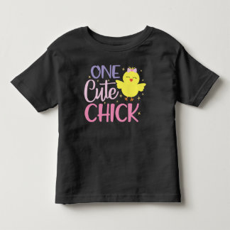 One Cute Chick Fun Black Yellow Toddler T-Shirt