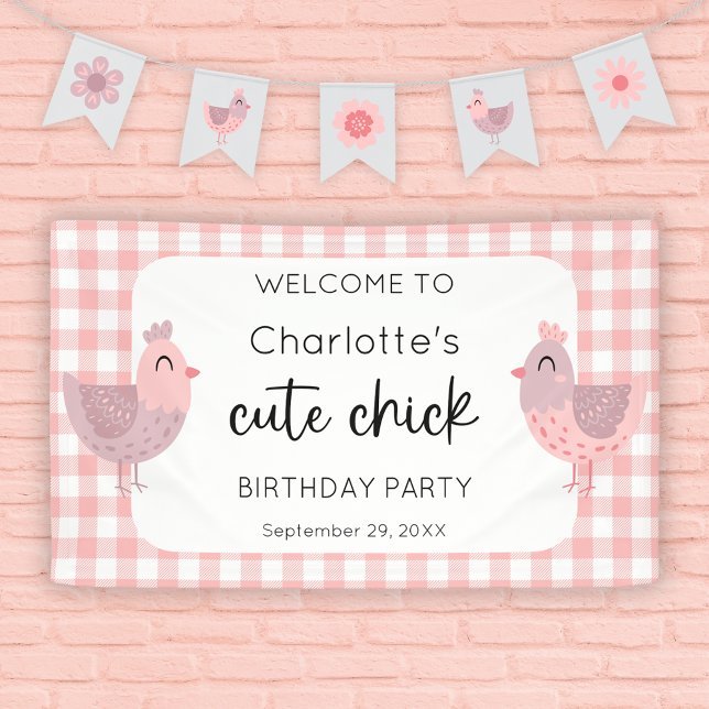 One Cute Chick Peach 1st Birthday Welcome Banner (Creator Uploaded)