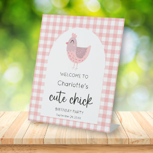 One Cute Chick Peach 1st Birthday Welcome Sign