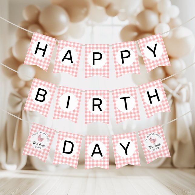One Cute Chick Peach Birthday Banner (Creator Uploaded)