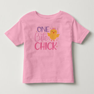 One Cute Chick Yellow Pink Girly Modern Toddler T-Shirt