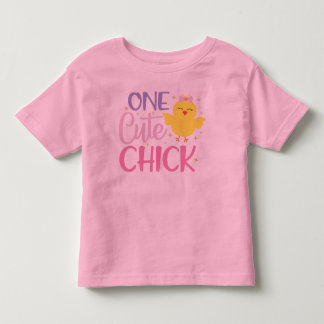 One Cute Chick Yellow Pink Girly Modern Toddler T-Shirt